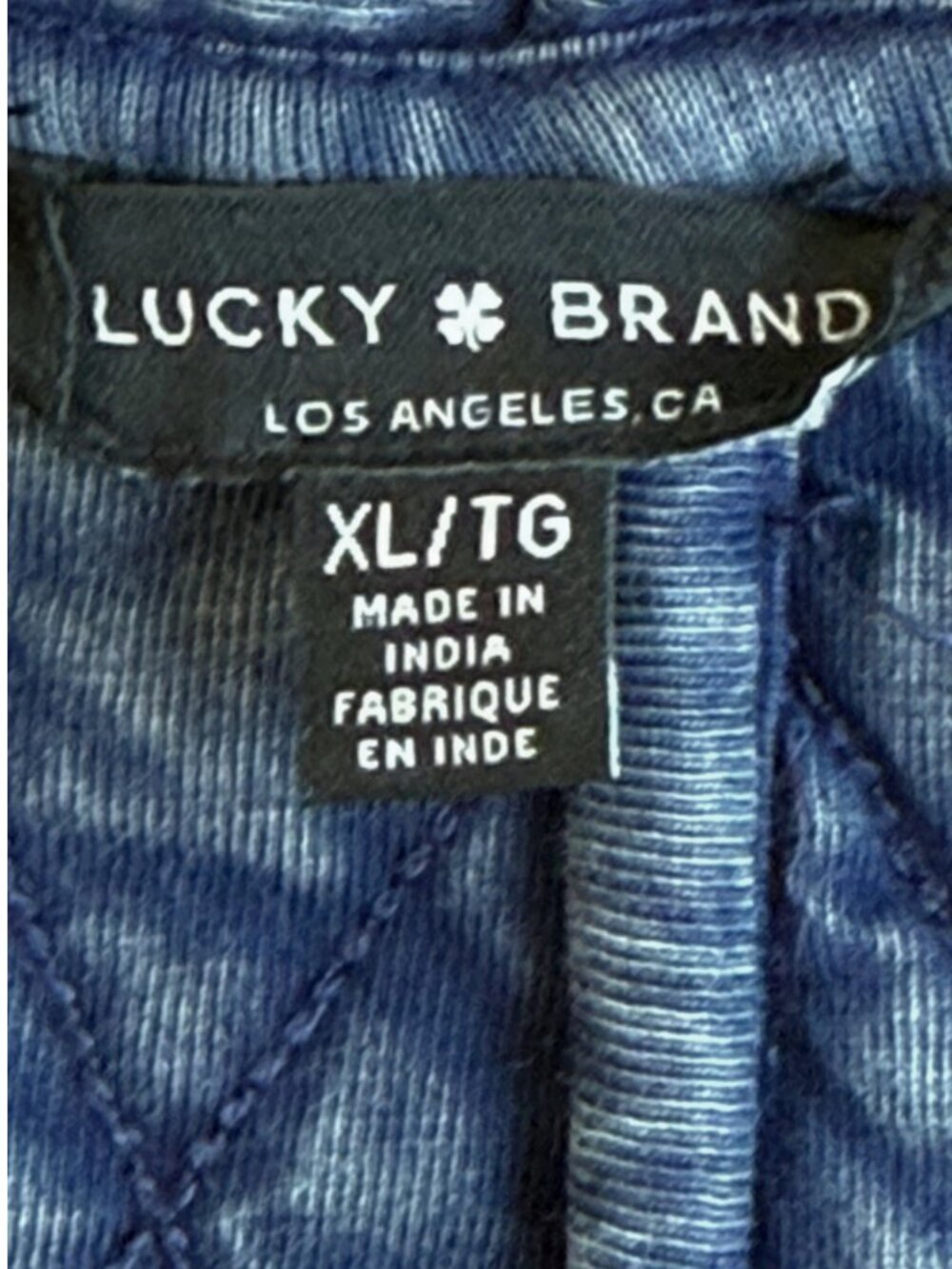Lucky Brand XL Quilted Denim Jacket Open Front Shawl Collar Coat - Picture 11 of 17
